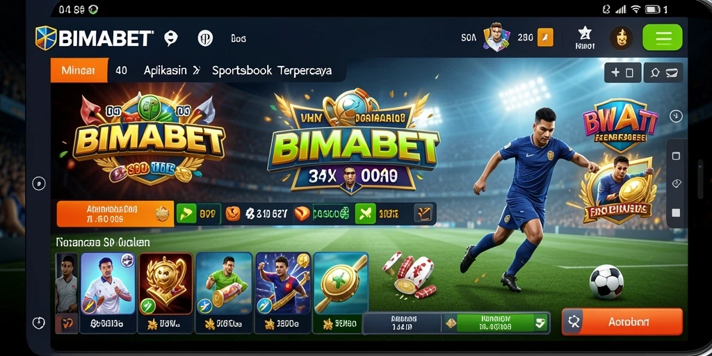 Tampilan gameplay Sportsbook dalam aplikasi BIMABET yang menarik dan interaktif.