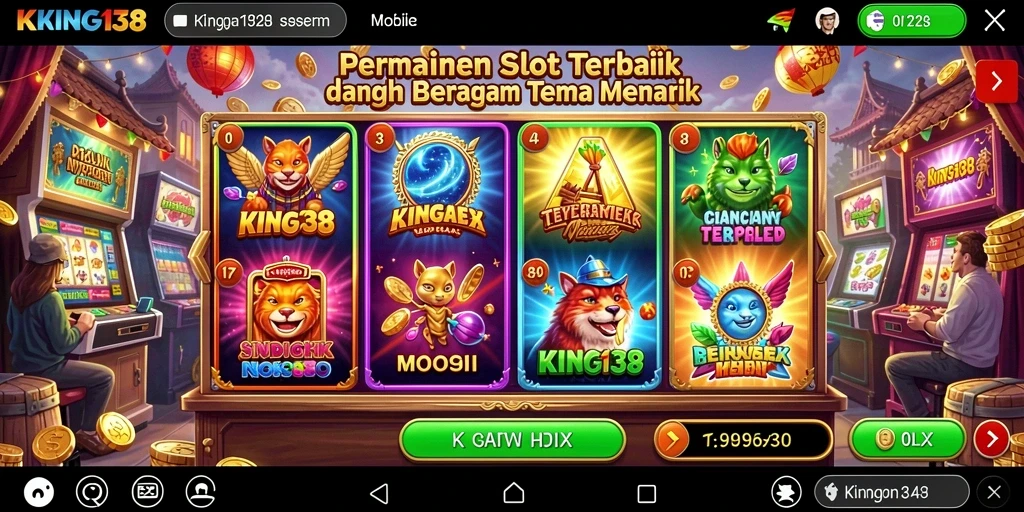 Tampilan gameplay <strong>KING138</strong> yang seru dan penuh warna saat bermain slot.