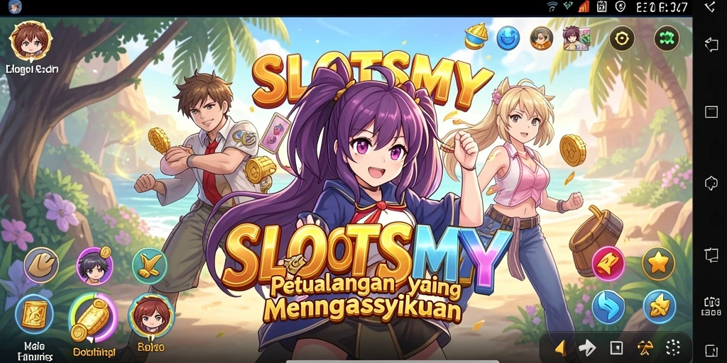 Tampilan gameplay SLOTSMY yang mengasyikkan dengan karakter anime.